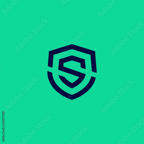 abstract s shield logo . letter s in the shield with clean outline or monoline style . vector illustration eps10
