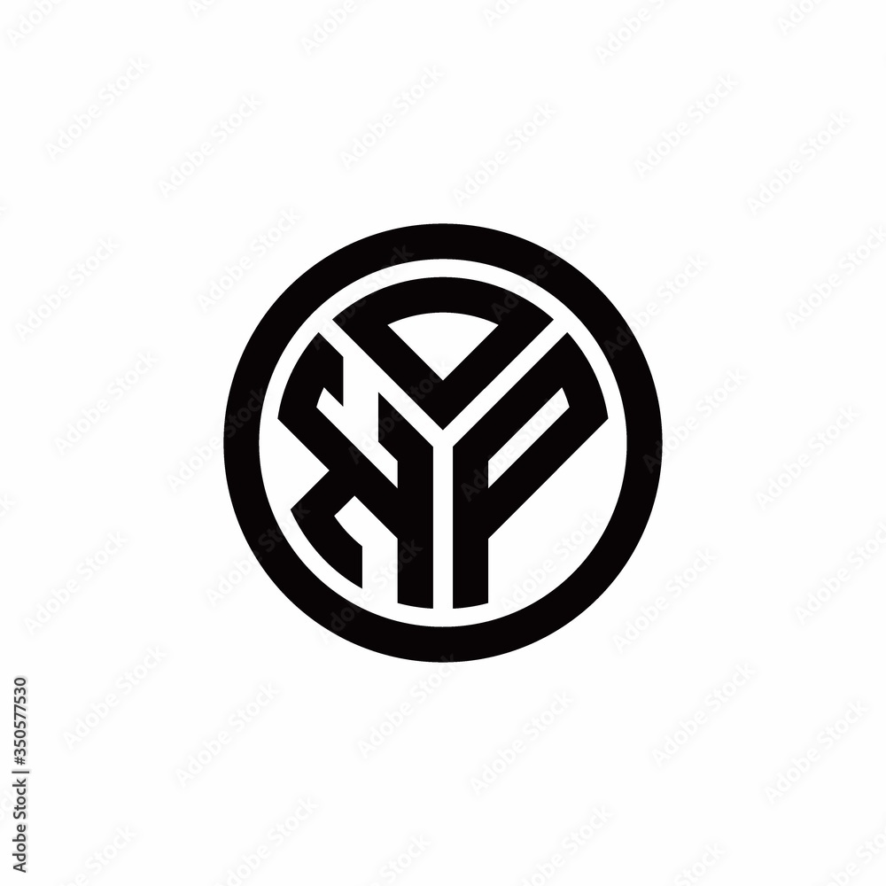 KP monogram logo with circle outline design template
