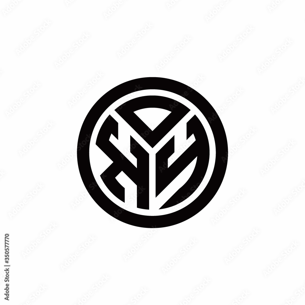 KY monogram logo with circle outline design template KY monogram logo with circle outline design template