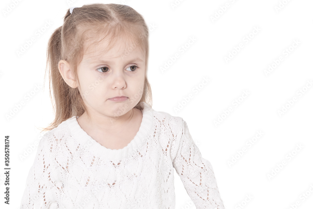 closeup portrait of a little smiling three year old girl on a white background closeup portrait of a little smiling three year old girl on a white background