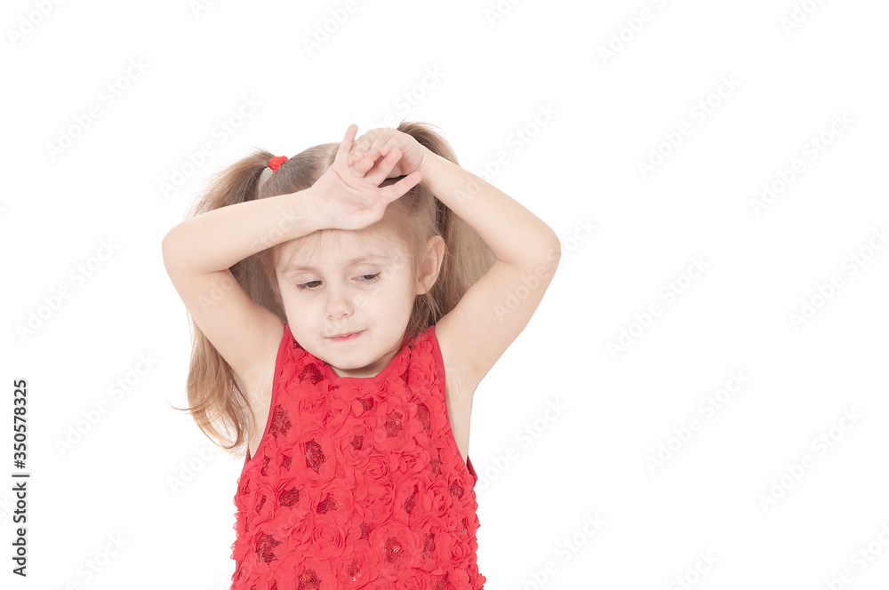 closeup portrait of a little smiling three year old girl on a white background closeup portrait of a little smiling three year old girl on a white background