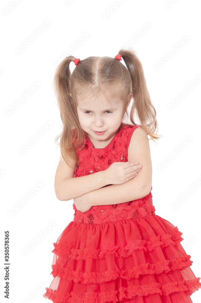 closeup portrait of a little smiling three year old girl on a white background closeup portrait of a little smiling three year old girl on a white background