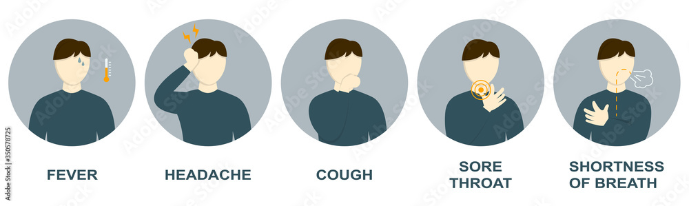 Man has symptoms of coronavirus, 2019-nCoV vector illustration. Flat design