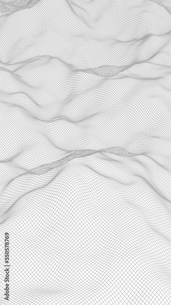 Abstract landscape on a white background. Cyberspace grid. hi tech network. 3d illustration Abstract landscape on a white background. Cyberspace grid. hi tech network. 3d illustration