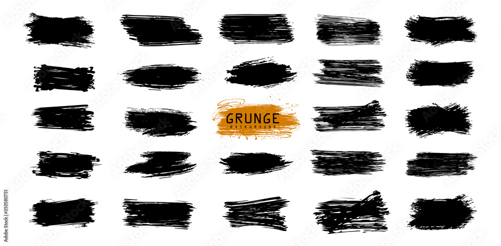 Grunge design elements. Long text boxes. Set of brush strokes, Black ink grunge brush strokes.Vector illustration. Vector isolated. Box for your text.