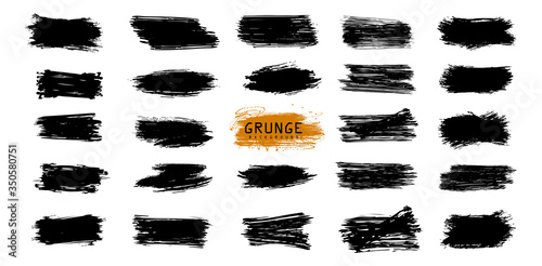 Grunge design elements. Long text boxes. Set of brush strokes, Black ink grunge brush strokes.Vector illustration. Vector isolated. Box for your text.