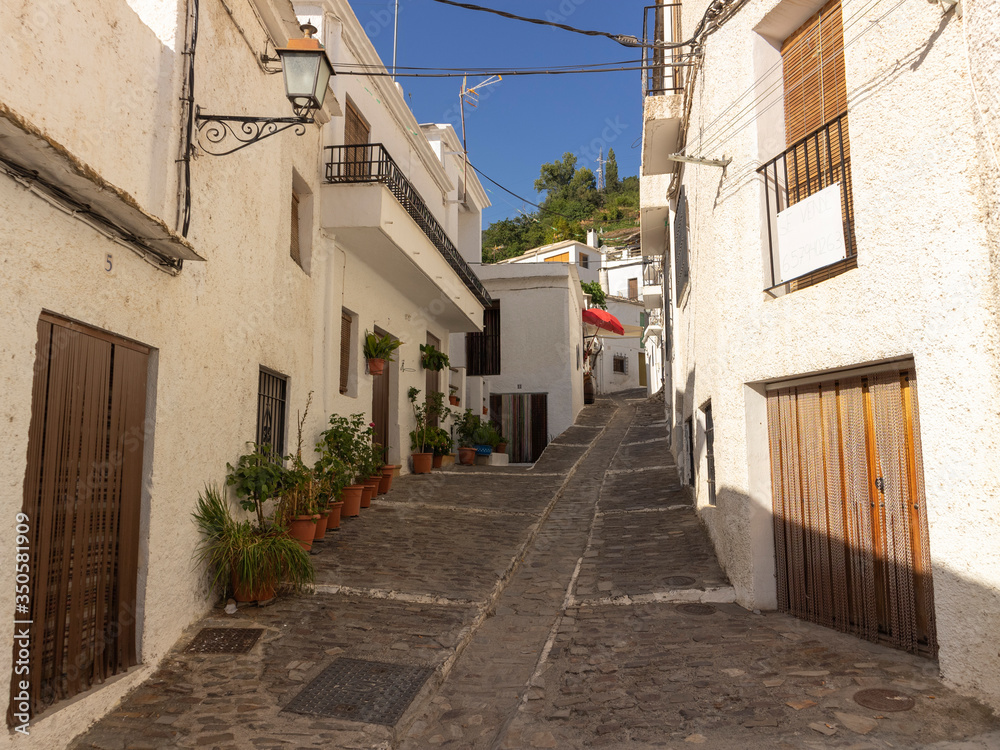 Narrow street in the old town of Pampaneira, Spain

