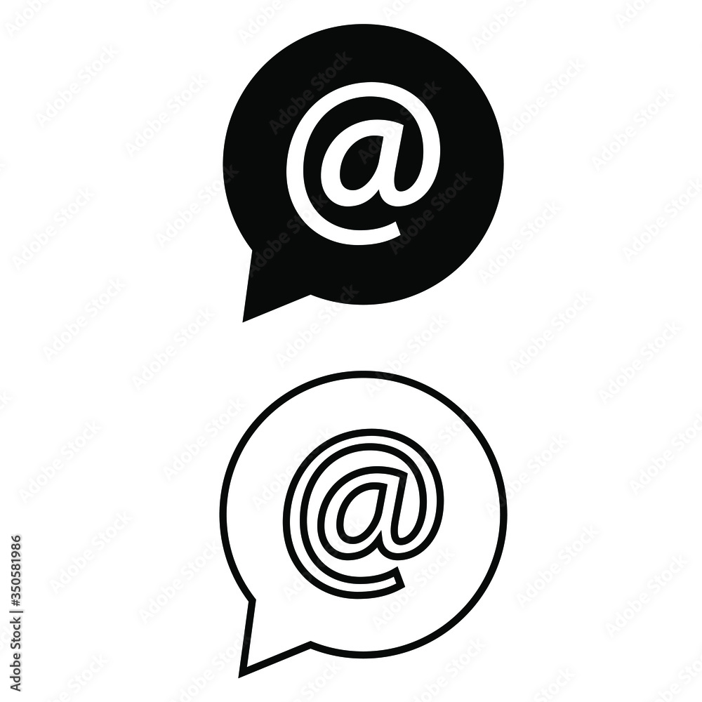 Mentions vector icon set. blogger illustration sign collection. mail symbol.
