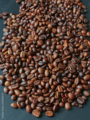 Coffee beans  top view  close up
