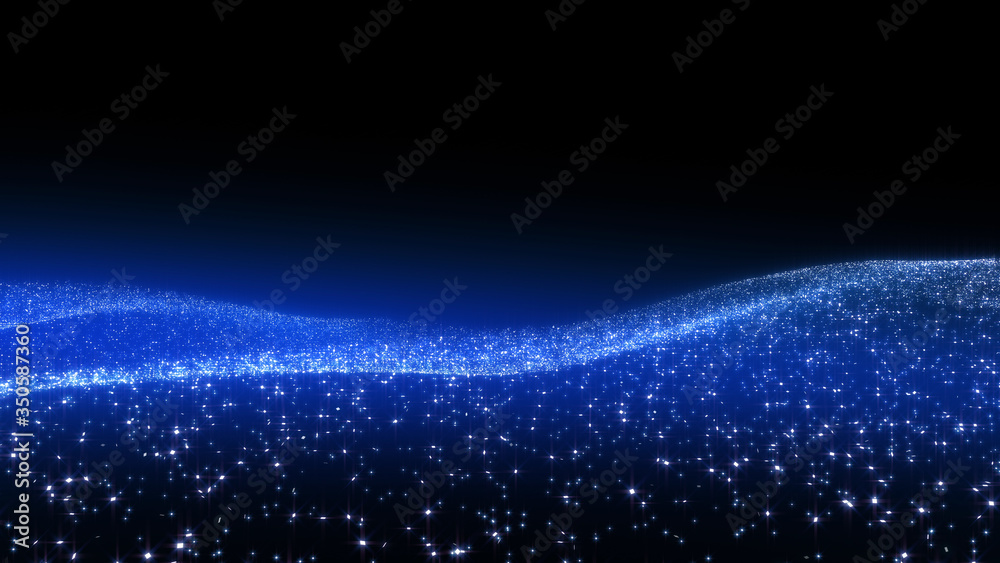 Obraz premium illumination Wave Neon particle glitter 3D illustration abstract background.