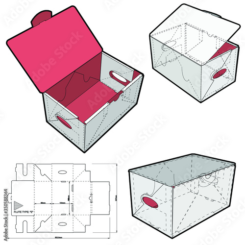Fruit Shipping Box , Fruit Shopping Box (Internal measurement 16.5 x 10.4+ 8.6 cm) and Die-cut Pattern