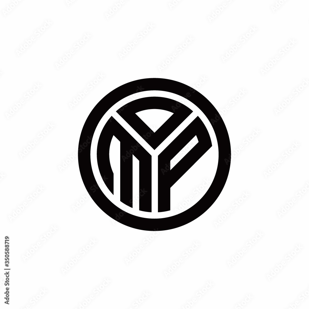 MP monogram logo with circle outline design template MP monogram logo with circle outline design template