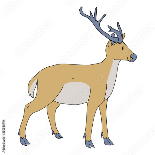 Cute french farmhouse buck deer vector clipart. Hand drawn shabby chic style country farm kitchen. Illustration of venison farm animal livestock ranch graphic. Doe graphic EPS 10. 