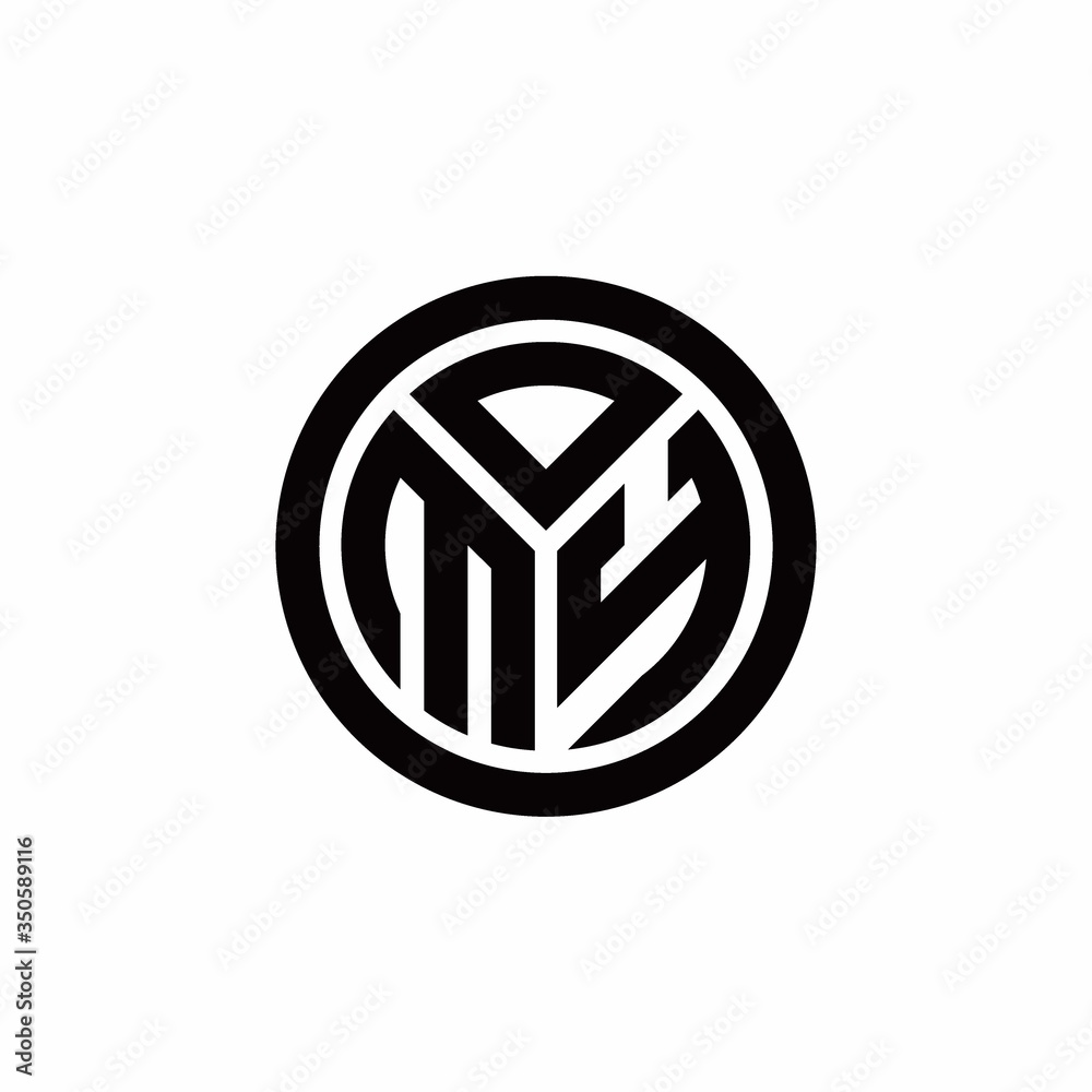 MY monogram logo with circle outline design template MY monogram logo with circle outline design template