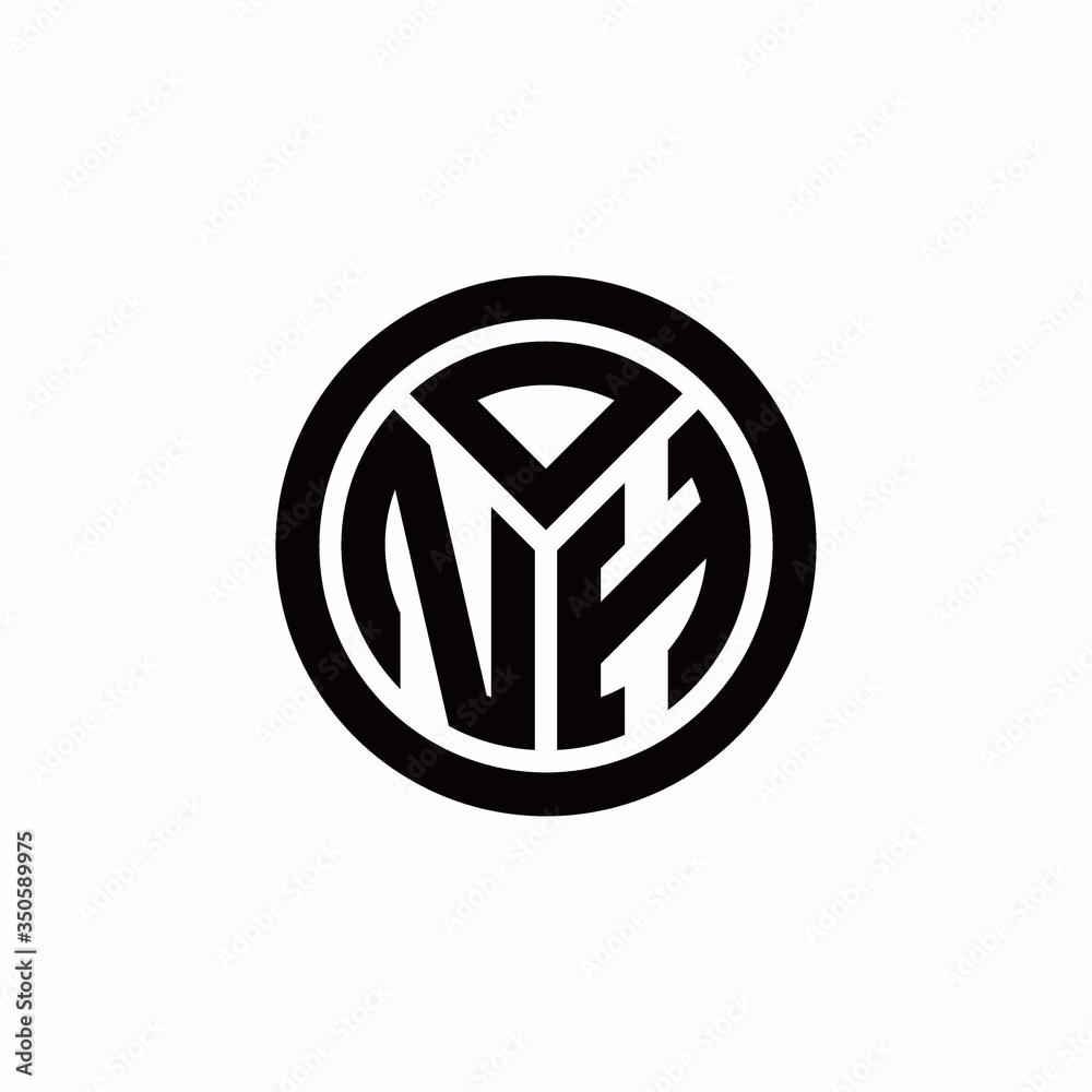 NH monogram logo with circle outline design template NH monogram logo with circle outline design template