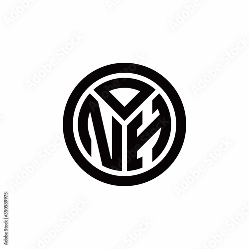 NH monogram logo with circle outline design template