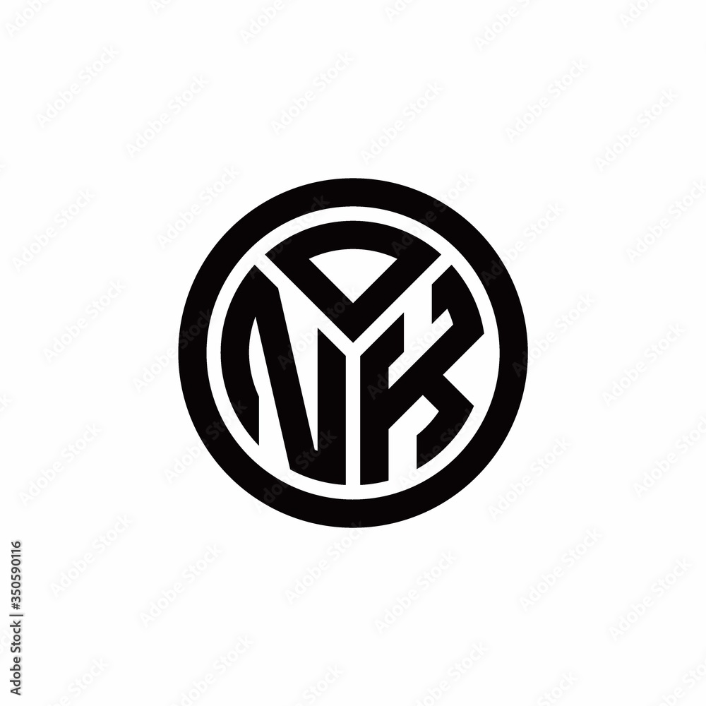 NK monogram logo with circle outline design template NK monogram logo with circle outline design template