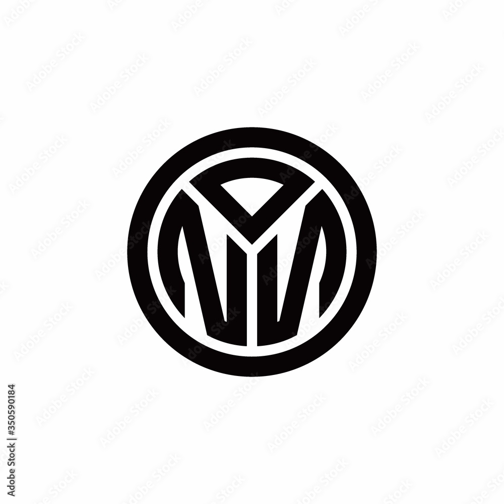 NN monogram logo with circle outline design template NN monogram logo with circle outline design template