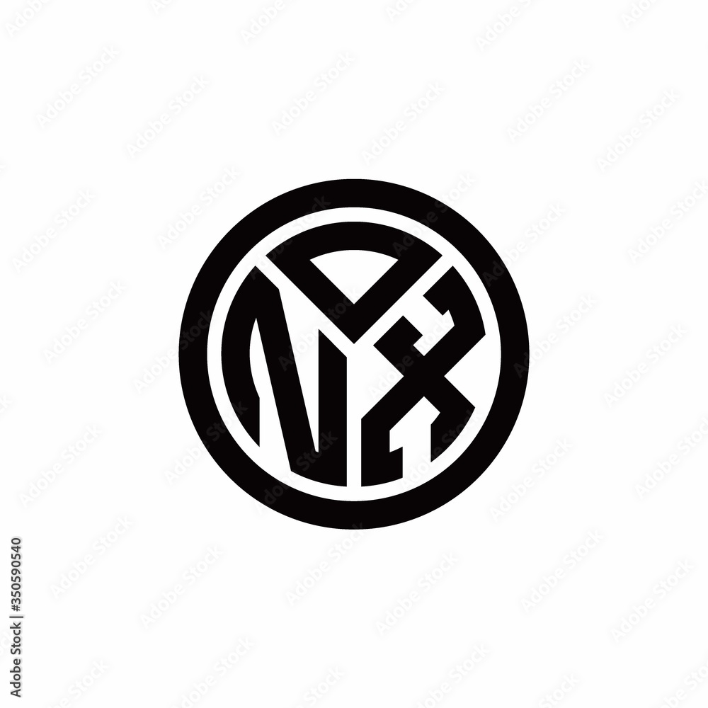 NX monogram logo with circle outline design template NX monogram logo with circle outline design template
