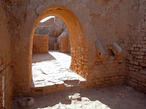 One of passages inside protective wall of zuggurat Chogha Zanbil, Shush, Iran. Complex built in 1250 BC, & was abandoned after conquest in 640 BC. Structure included in UNESCO List as No.1 in Iran photo