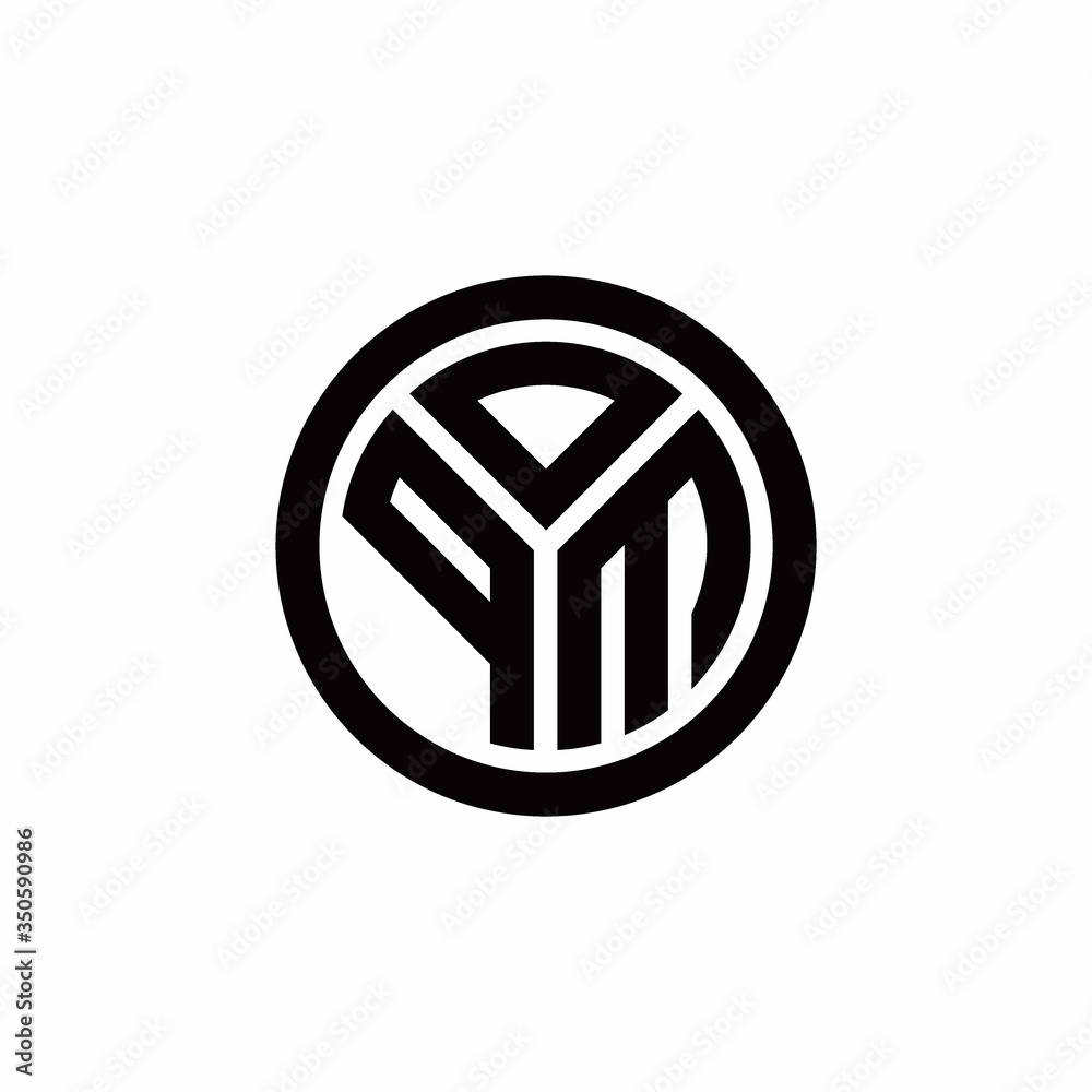 PM monogram logo with circle outline design template PM monogram logo with circle outline design template