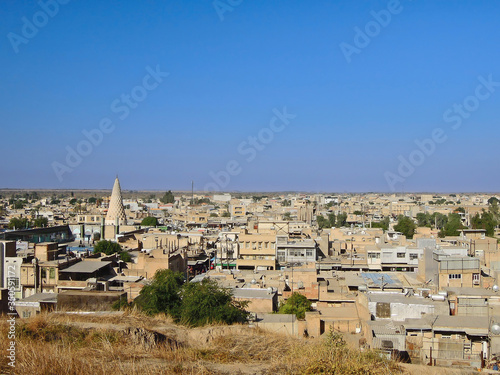 Panoramic view onto Shush or Susa, one of most ancient cities in Iran. Architecture is very typical for province, except shrine of St. Daniel's tomb (left side), building with unusual prism dome