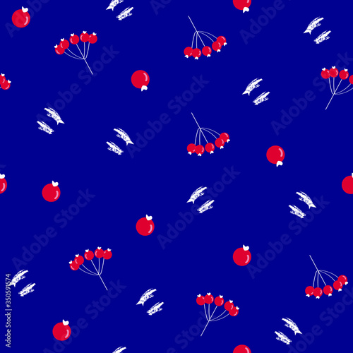 Rowan berry seamless pattern. Winter print for textile, wallpaper, fabric, wrapping, apparel