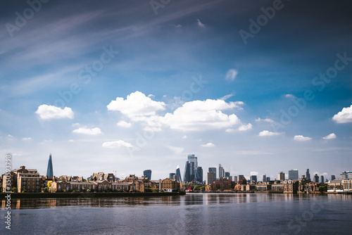  City skyline of London Cetrum by the river with blue sky