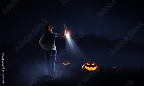 Spooky halloween image . Mixed media photo