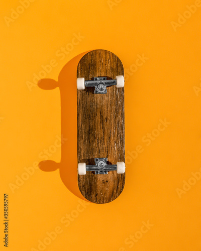 skateboard fingerboard green yellow photo