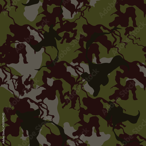 Forest camouflage of various shades of green, brown, beige colors