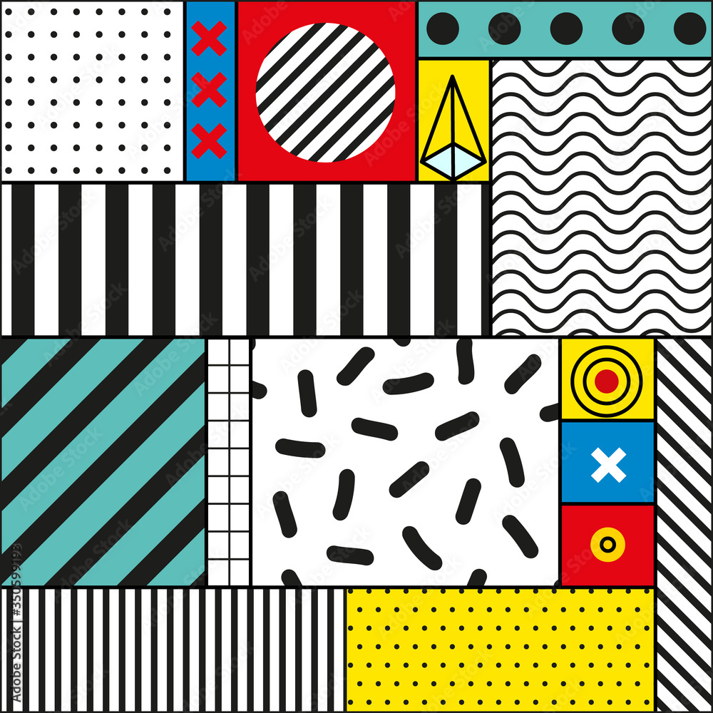 Seamless pattern in memphis style. Gometric vector backgrounds. Seamless pattern in memphis style. Gometric vector backgrounds.