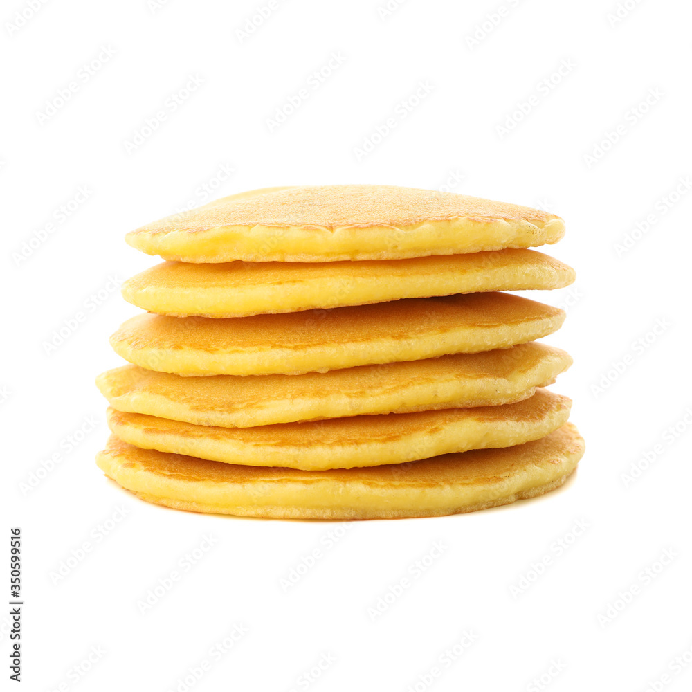 Tasty pancakes isolated on white background. Sweet breakfast Tasty pancakes isolated on white background. Sweet breakfast