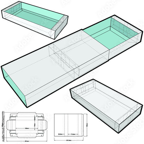 Simple Box With Two-Height Divider and Die-cut Pattern. The .eps file is full scale and fully functional. Prepared for real cardboard production.
