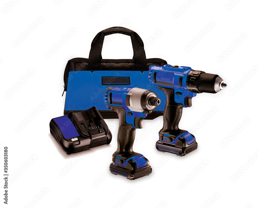 cordless hand tools with bag isolated on white cordless hand tools with bag isolated on white