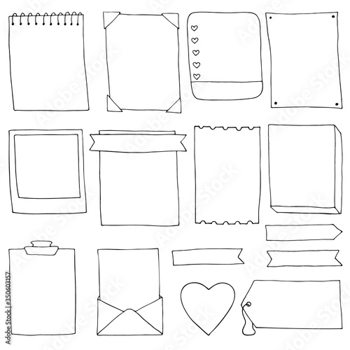Set of Hand drawn Doodle Frames and Ribbons