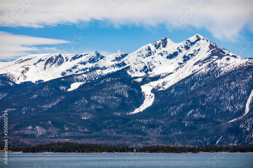 Beautiful scenic view of Colorado mountains and lake