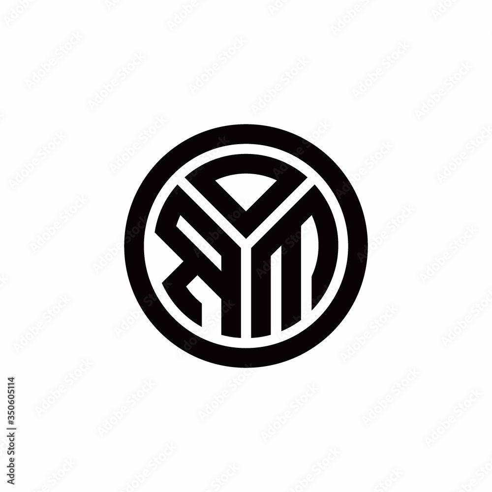 RM monogram logo with circle outline design template RM monogram logo with circle outline design template