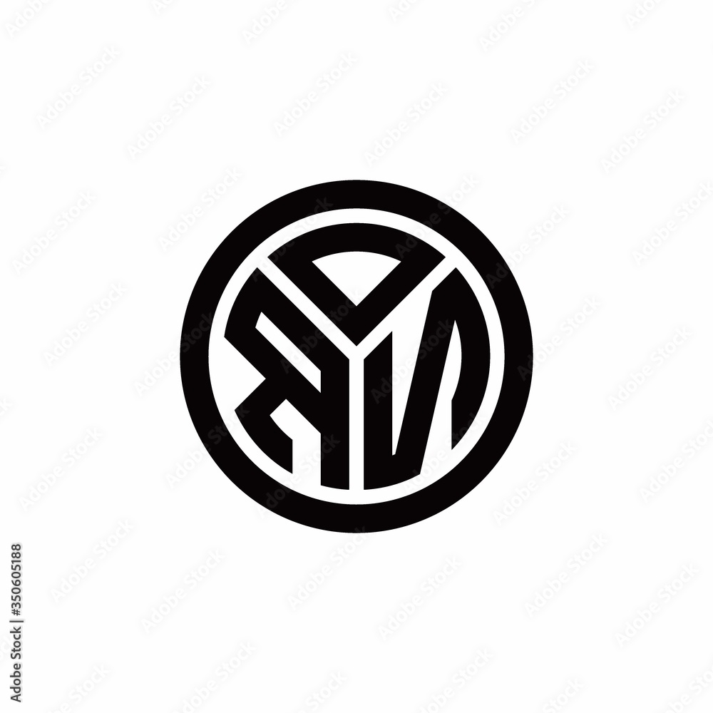 RN monogram logo with circle outline design template RN monogram logo with circle outline design template