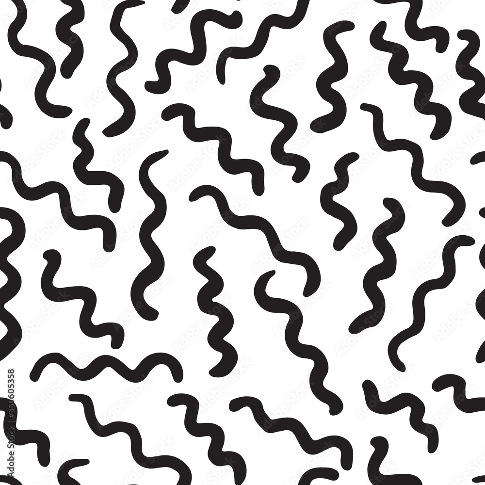 seamless pattern with hand drawn doodle snakes