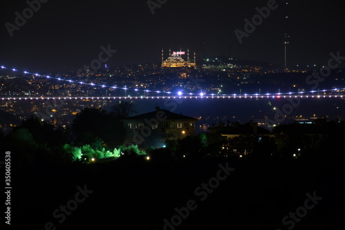 Bridge and Camlica mosque night view