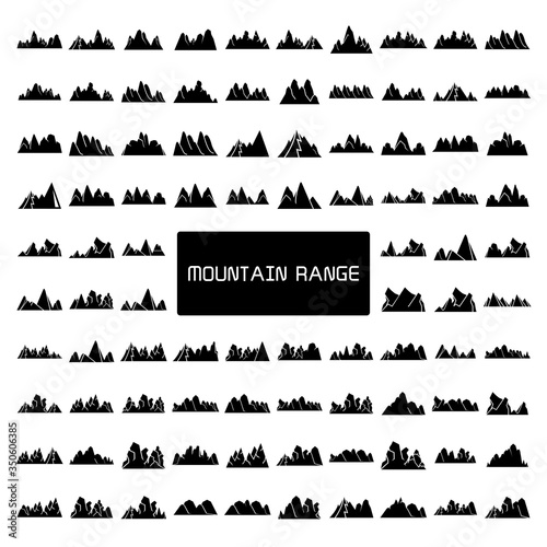 mountain range silhouette vector illustration set