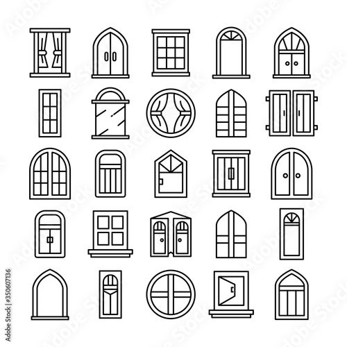window icons set line theme design