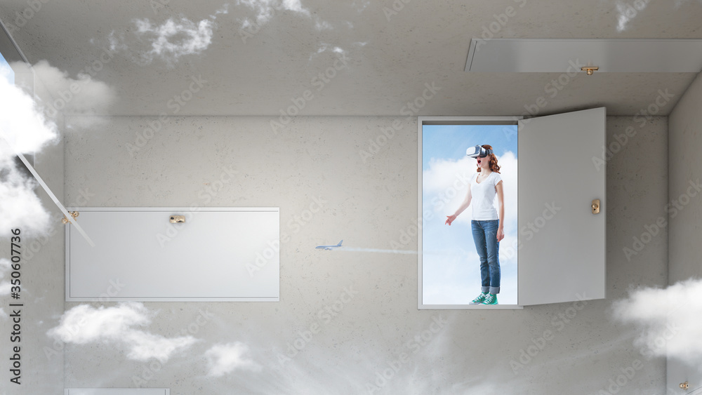 Fototapeta premium Right decision making and virtual reality. Mixed media