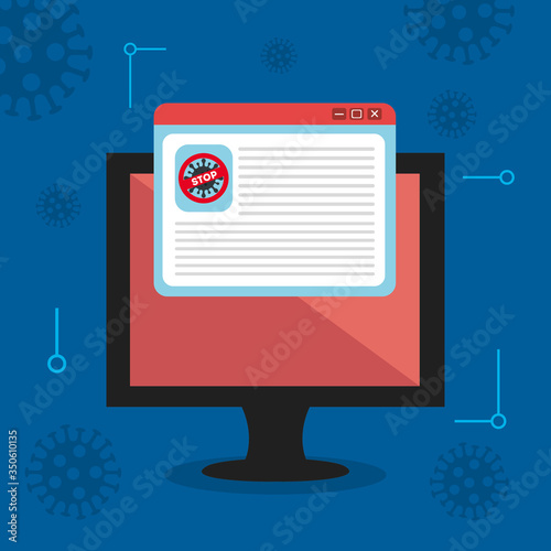 campaign of stop 2019 ncov in computer vector illustration design