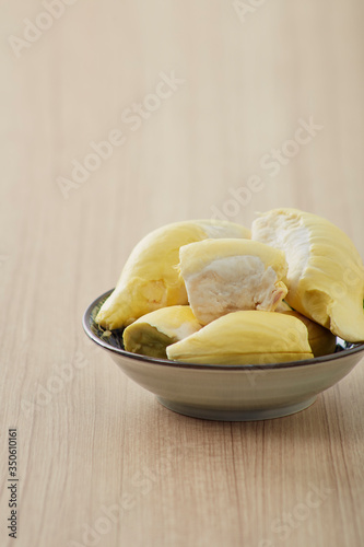 Durian fruit placed on a plate