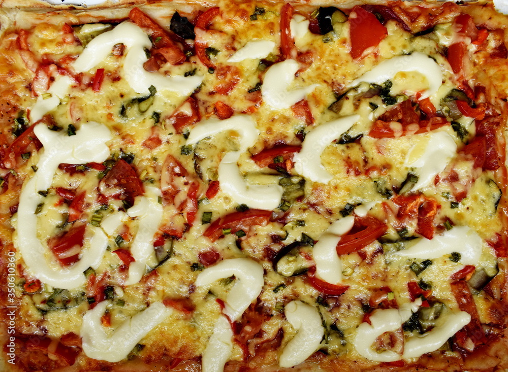 Homemade pizza with your own hands cooked in the oven Homemade pizza with your own hands cooked in the oven