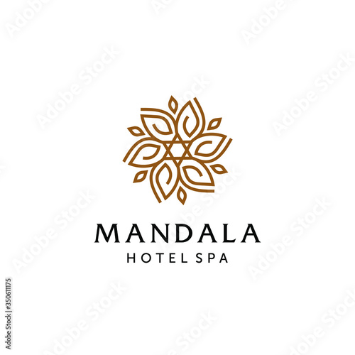 Fototapeta Naklejka Na Ścianę i Meble -  Abstract mandala lotus flower swirl logo icon vector design. Elegant premium ornament vector logotype symbol.