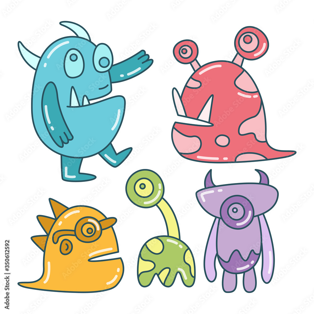 Obraz premium funny and doodle monster character color design theme