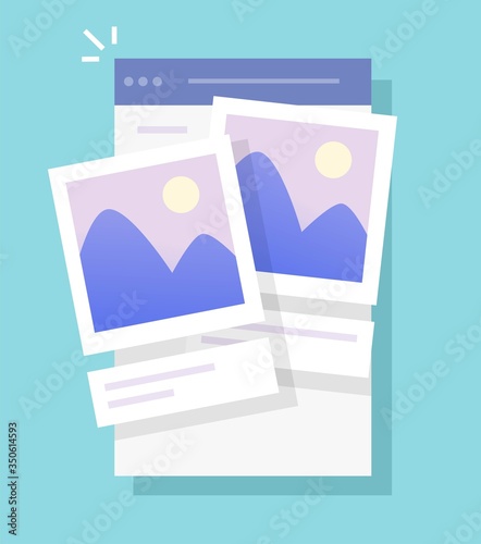 Photo image files and picture storage mobile app online service for phone or digital photography album gallery software web for smartphone vector flat cartoon, concept of cellphone application design